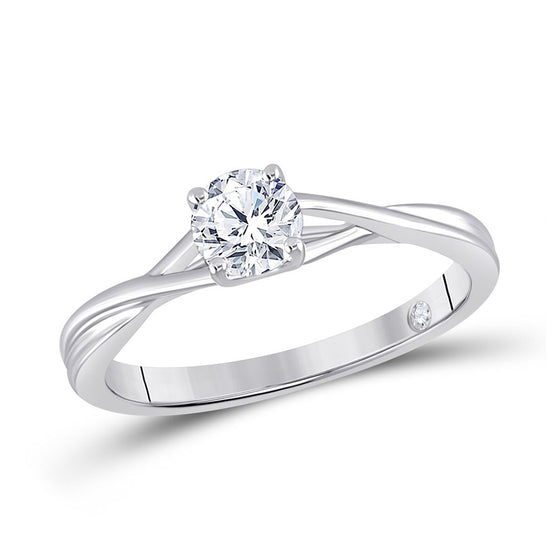 14k White Gold Round Diamond Solitaire Bridal Wedding Engagement Ring 1/2 Cttw