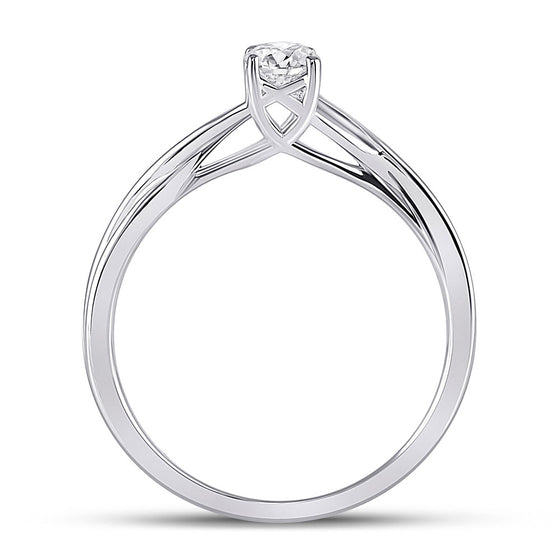 14k White Gold Womens Round Diamond Solitaire Bridal Wedding Engagement Ring 1/4 Cttw