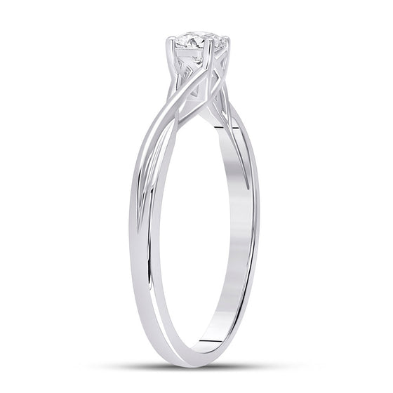 14k White Gold Womens Round Diamond Solitaire Bridal Wedding Engagement Ring 1/4 Cttw