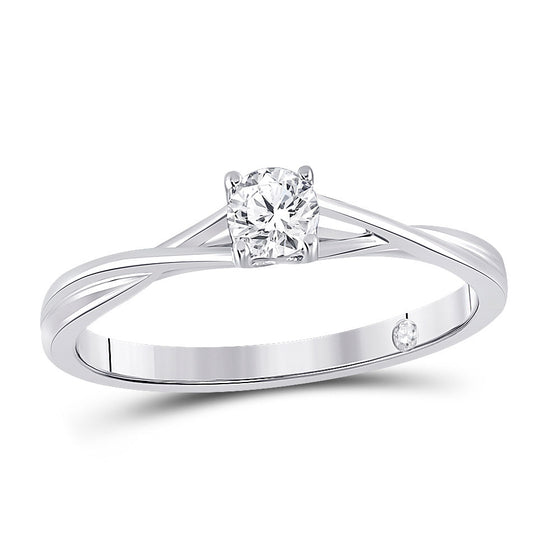 14k White Gold Womens Round Diamond Solitaire Bridal Wedding Engagement Ring 1/4 Cttw