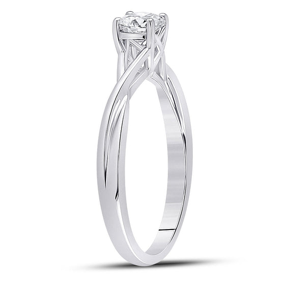 14k White Gold Womens Round Diamond Solitaire Bridal Wedding Engagement Ring 1/2 Cttw
