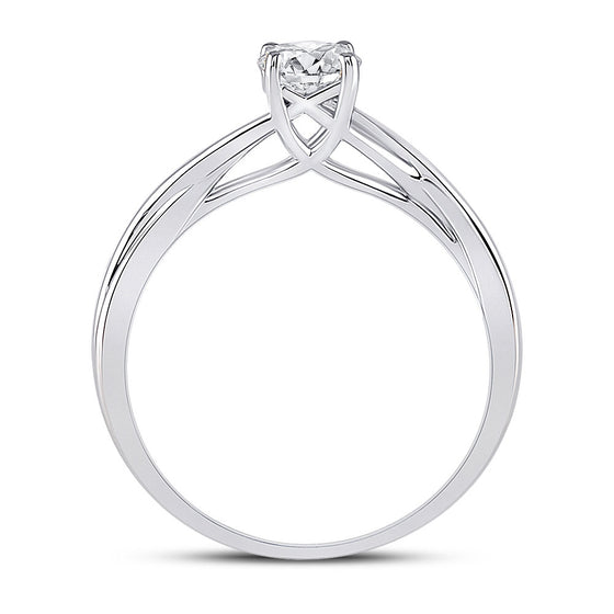 14k White Gold Womens Round Diamond Solitaire Bridal Wedding Engagement Ring 1/2 Cttw