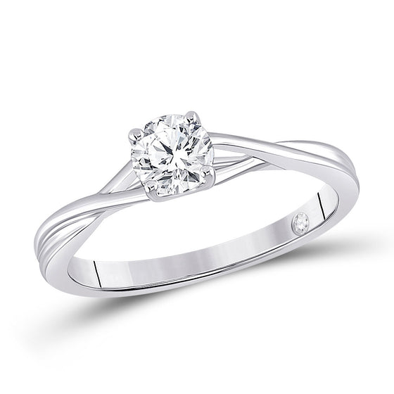 14k White Gold Womens Round Diamond Solitaire Bridal Wedding Engagement Ring 1/2 Cttw