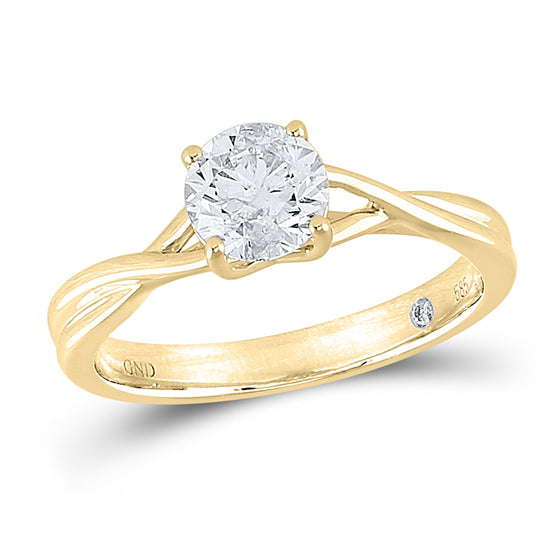 14k Yellow Gold Round Diamond Solitaire Bridal Wedding Engagement Ring 1 Cttw