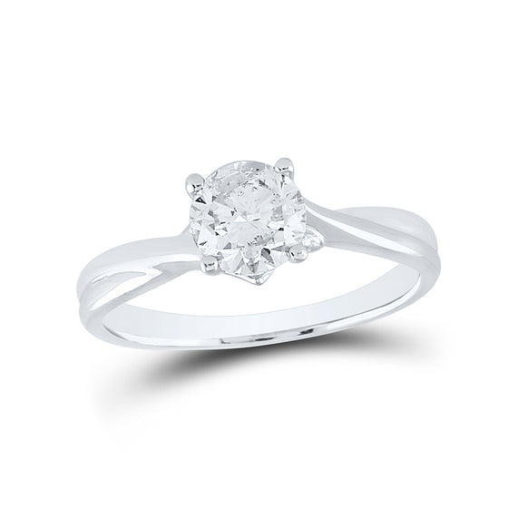 14k White Gold Round Diamond Solitaire Bridal Wedding Engagement Ring 1 Cttw