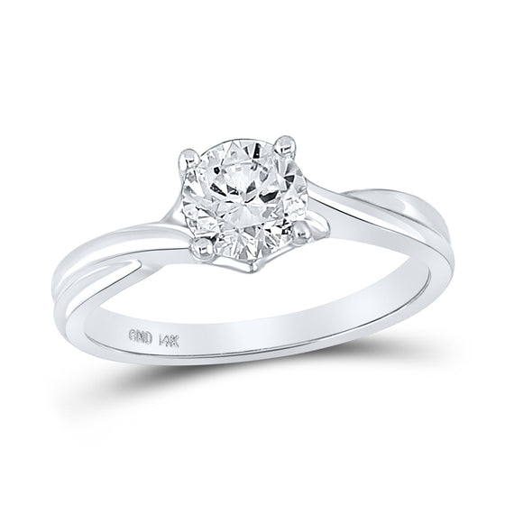 14k White Gold Round Diamond Solitaire Bridal Wedding Engagement Ring 1/2 Cttw
