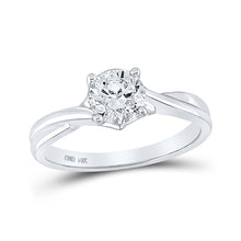  14k White Gold Round Diamond Solitaire Bridal Wedding Engagement Ring 1/2 Cttw