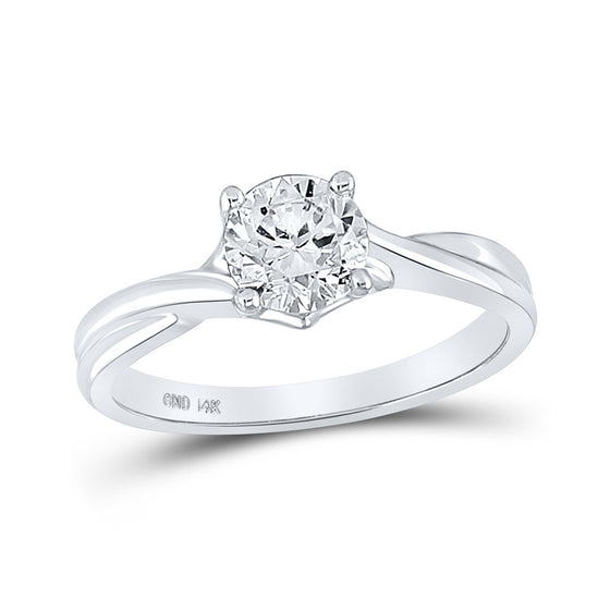 14k White Gold Round Diamond Solitaire Bridal Wedding Engagement Ring 1/2 Cttw