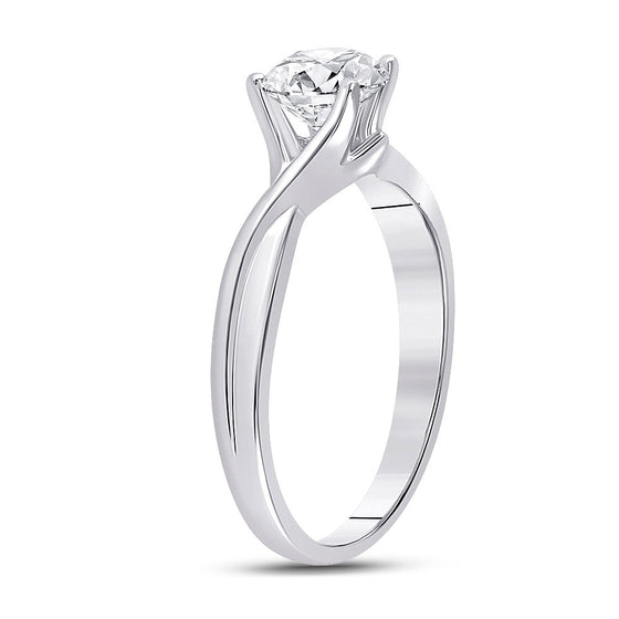 14k White Gold Womens Round Diamond Solitaire Bridal Wedding Engagement Ring 1 Cttw