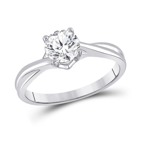14k White Gold Womens Round Diamond Solitaire Bridal Wedding Engagement Ring 1 Cttw