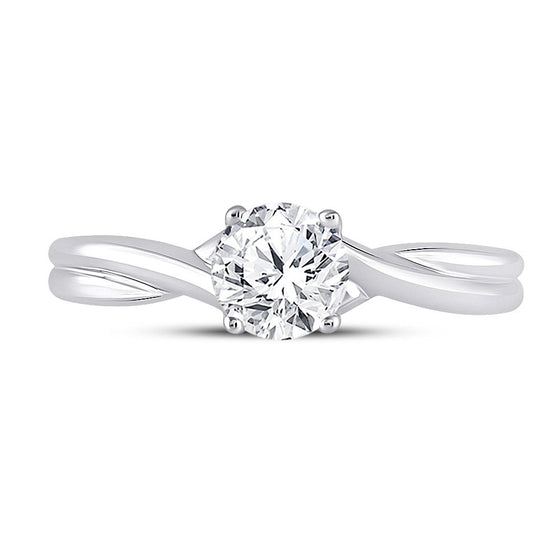 14k White Gold Womens Round Diamond Solitaire Bridal Wedding Engagement Ring 3/4 Cttw