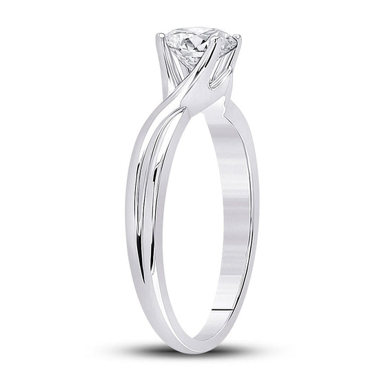 14k White Gold Womens Round Diamond Solitaire Bridal Wedding Engagement Ring 3/4 Cttw