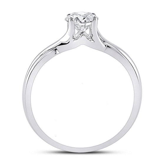 14k White Gold Womens Round Diamond Solitaire Bridal Wedding Engagement Ring 3/4 Cttw
