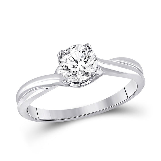 14k White Gold Womens Round Diamond Solitaire Bridal Wedding Engagement Ring 3/4 Cttw