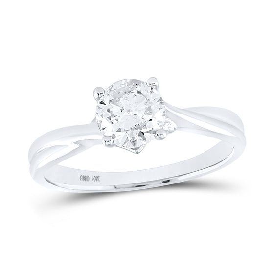 14k White Gold Round Diamond Solitaire Bridal Wedding Engagement Ring 1 Cttw