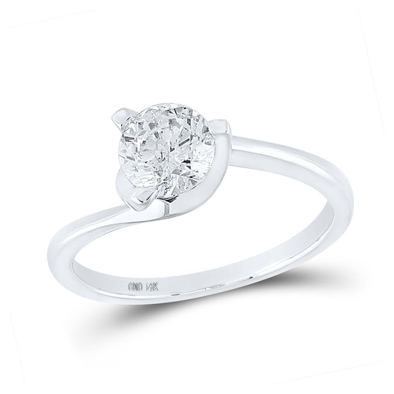 14k White Gold Round Diamond Solitaire Bridal Wedding Engagement Ring 1 Cttw