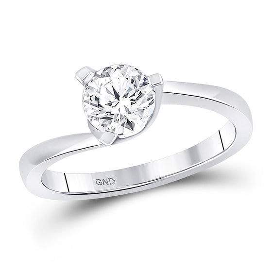 14k White Gold Womens Round Diamond Solitaire Bridal Wedding Engagement Ring 3/4 Cttw