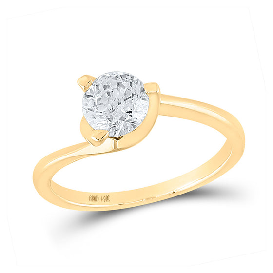 14k Yellow Gold Round Diamond Solitaire Bridal Wedding Engagement Ring 1 Cttw