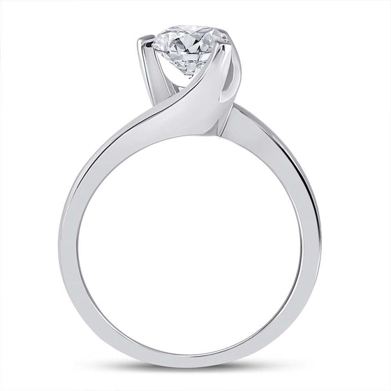 14k White Gold Round Diamond Solitaire Bridal Wedding Engagement Ring 1 Cttw