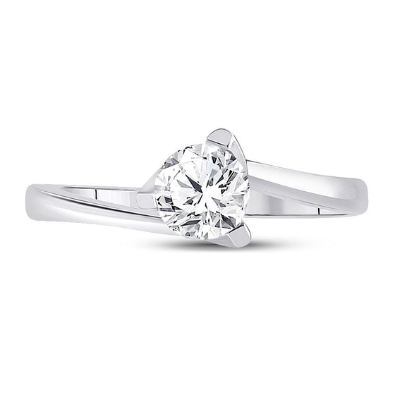 14k White Gold Womens Round Diamond Solitaire Bridal Wedding Engagement Ring 3/4 Cttw