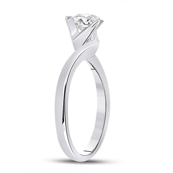 14k White Gold Womens Round Diamond Solitaire Bridal Wedding Engagement Ring 3/4 Cttw