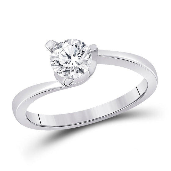 14k White Gold Womens Round Diamond Solitaire Bridal Wedding Engagement Ring 3/4 Cttw