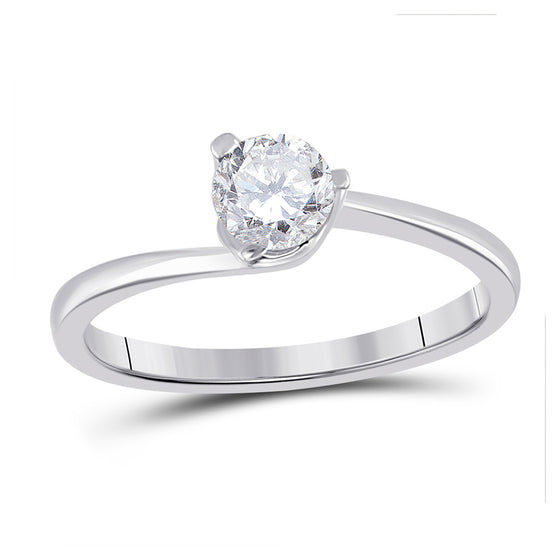 14k White Gold Round Diamond Solitaire Bridal Wedding Engagement Ring 1/2 Cttw