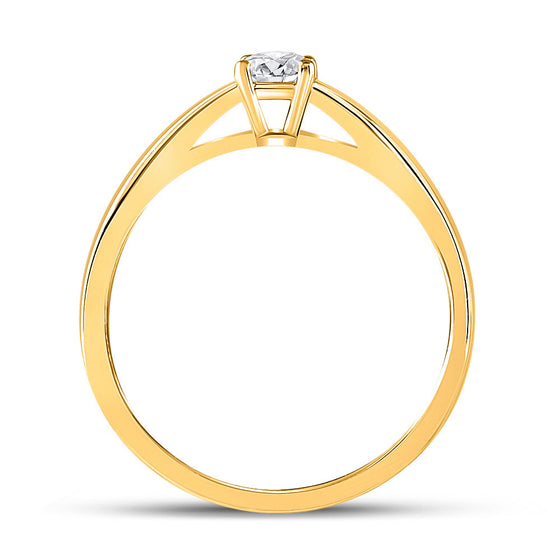14k Yellow Gold Womens Round Diamond Solitaire Bridal Wedding Engagement Ring 1/4 Cttw