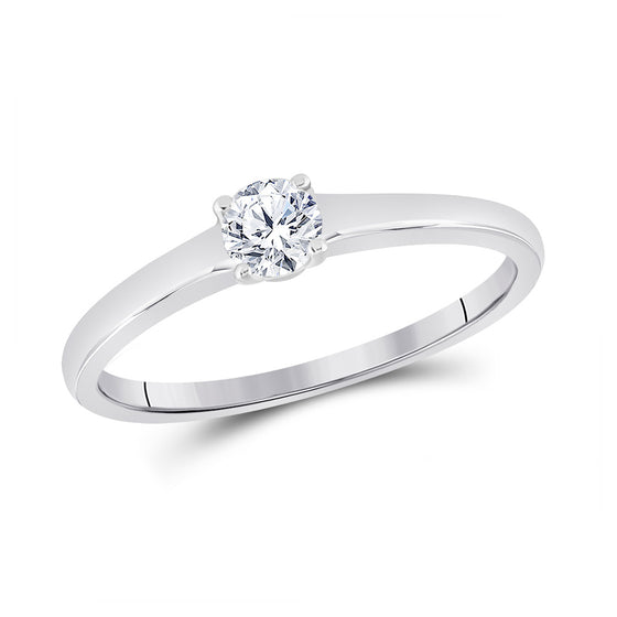14k White Gold Round Diamond Solitaire Bridal Wedding Engagement Ring 1/4 Cttw