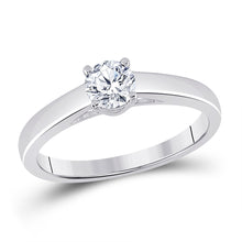  14k White Gold Round Diamond Solitaire Bridal Wedding Engagement Ring 1/2 Cttw