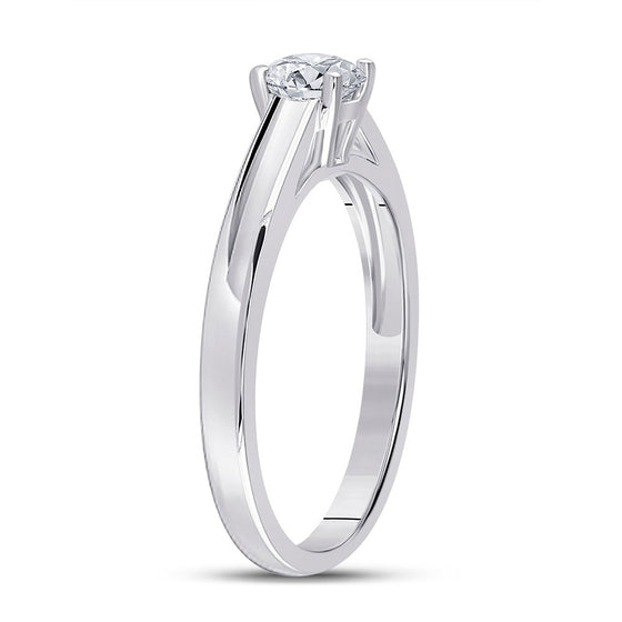 14k White Gold Womens Round Diamond Solitaire Bridal Wedding Engagement Ring 1/2 Cttw