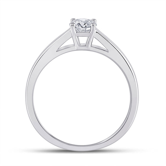 14k White Gold Womens Round Diamond Solitaire Bridal Wedding Engagement Ring 1/2 Cttw