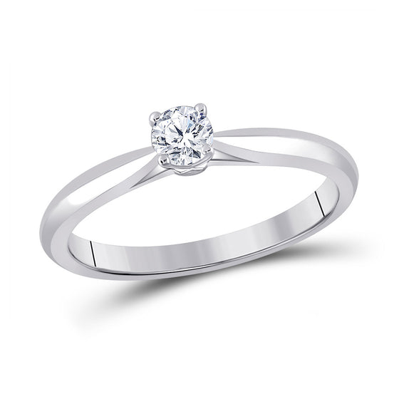 14k White Gold Round Diamond Solitaire Bridal Wedding Engagement Ring 1/4 Cttw