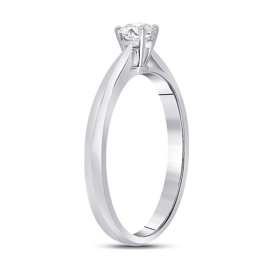14k White Gold Womens Round Diamond Solitaire Bridal Wedding Engagement Ring 1/4 Cttw