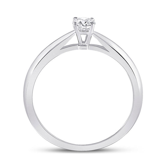 14k White Gold Womens Round Diamond Solitaire Bridal Wedding Engagement Ring 1/4 Cttw