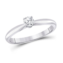  14k White Gold Womens Round Diamond Solitaire Bridal Wedding Engagement Ring 1/4 Cttw