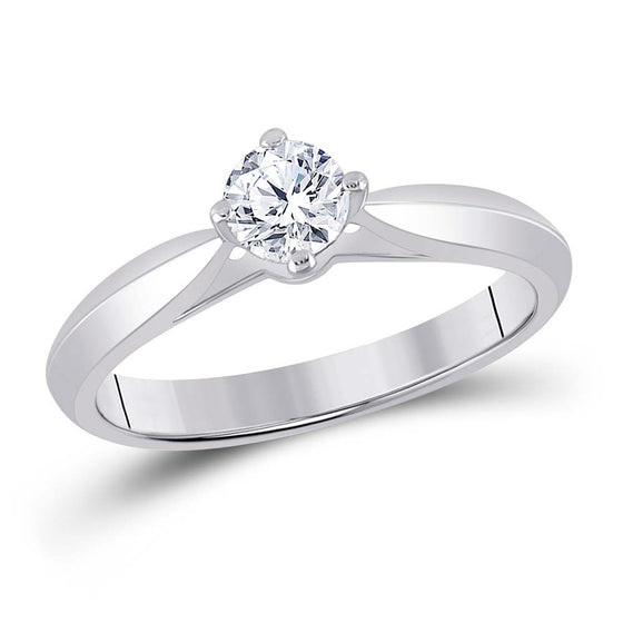 14k White Gold Round Diamond Solitaire Bridal Wedding Engagement Ring 1/2 Cttw