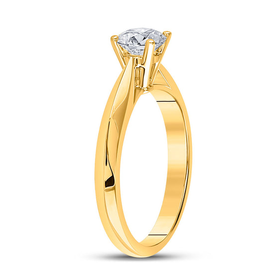 14k Yellow Gold Womens Round Diamond Solitaire Bridal Wedding Engagement Ring 3/4 Cttw