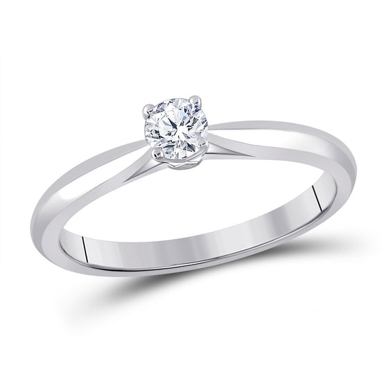 14k White Gold Round Diamond Solitaire Bridal Wedding Engagement Ring 1/4 Cttw