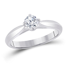  14k White Gold Round Diamond Solitaire Bridal Wedding Engagement Ring 1/2 Cttw