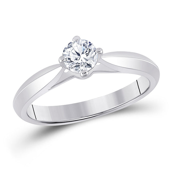 14k White Gold Round Diamond Solitaire Bridal Wedding Engagement Ring 1/2 Cttw