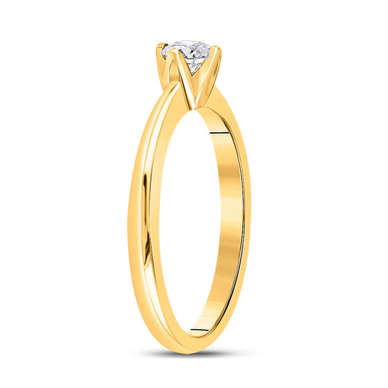 14k Yellow Gold Womens Round Diamond Solitaire Bridal Wedding Engagement Ring 1/4 Cttw