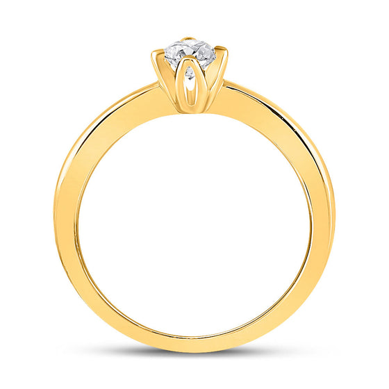 14k Yellow Gold Womens Round Diamond Solitaire Bridal Wedding Engagement Ring 1/4 Cttw