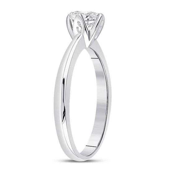14k White Gold Womens Round Diamond Solitaire Bridal Wedding Engagement Ring 1/2 Cttw