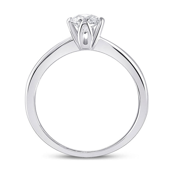 14k White Gold Womens Round Diamond Solitaire Bridal Wedding Engagement Ring 1/2 Cttw