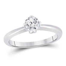  14k White Gold Womens Round Diamond Solitaire Bridal Wedding Engagement Ring 1/2 Cttw