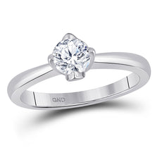  14k White Gold Round Diamond Solitaire Bridal Wedding Engagement Ring 1/2 Cttw