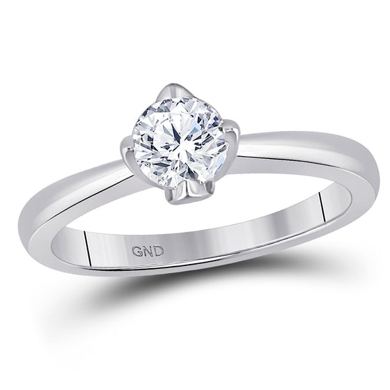 14k White Gold Round Diamond Solitaire Bridal Wedding Engagement Ring 1/2 Cttw