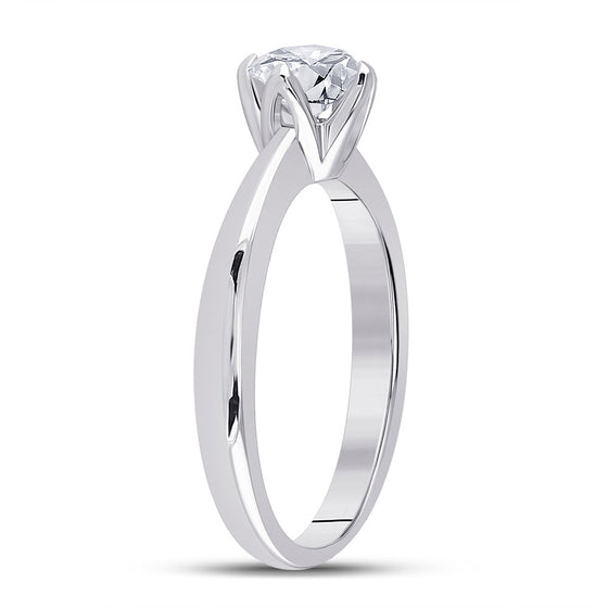 14k White Gold Womens Round Diamond Solitaire Bridal Wedding Engagement Ring 3/4 Cttw