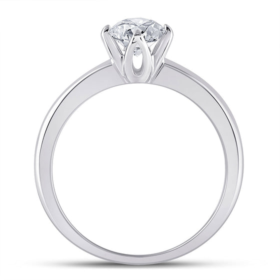 14k White Gold Womens Round Diamond Solitaire Bridal Wedding Engagement Ring 3/4 Cttw